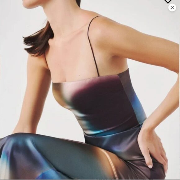 NWT REFORMATION Frankie Silk Dress Blur - Picture 2 of 10